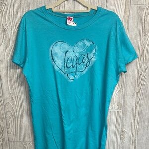Vegas Heart Graphic Women's Short Sleeve Tee - Blue